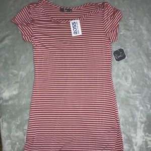 Pink and white strapped mini tshirt dress